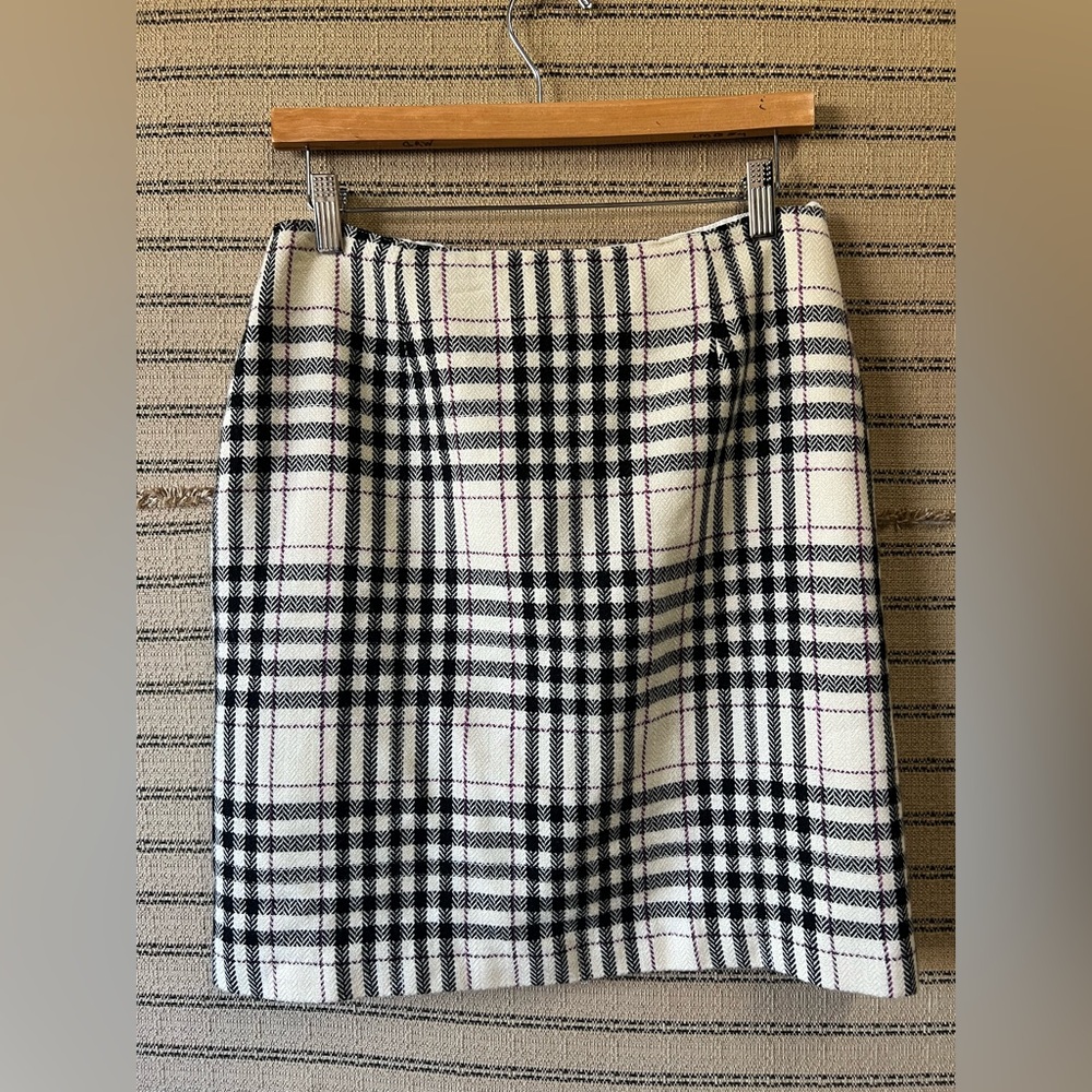 Tailor B. Moss Black and White Checkered Knee Length Pencil Skirt